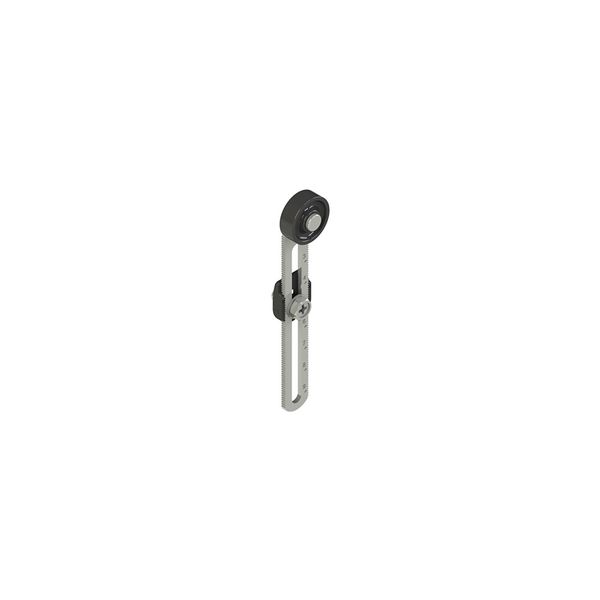 Adjustable length straight metal revolving lever with technopolymer roller ? 20 mm, with external metallic parts in stainless steel image 1