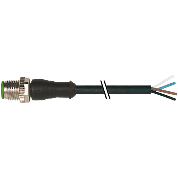M12 male 0° A-cod. with cable PVC 4x0.34 bk UL/CSA 1.2m image 1