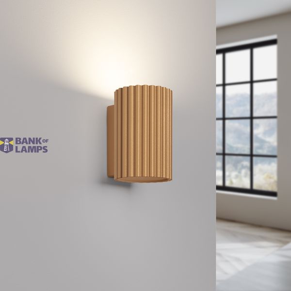 GOLDEN WALL LAMP WITH ELEGANT FLUTED LAMP SHADE IN INDUSTRIAL STYLE, KARBON FAMILY image 7