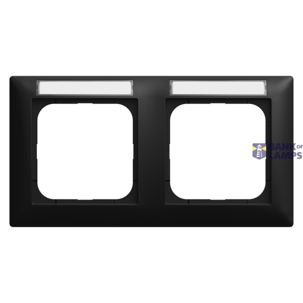 1732 NSK-915 Cover frame with labelling field, horizontal with label space 2-gang black matt - Busch-balance SI image 1