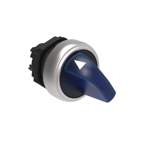 Illuminated selector switch actuator Ø22mm Platinum series chromed plastic, 2 position, 0 - 1. Blue image 1