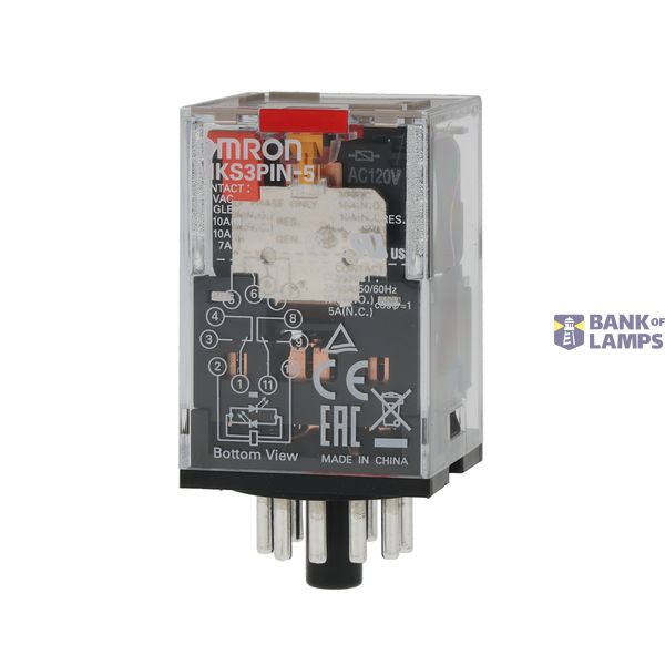 MKSN8125A Relay, plug-in, 11-pin, 3PDT, 10 A, mech & LED indicator MKSN8125A image 1