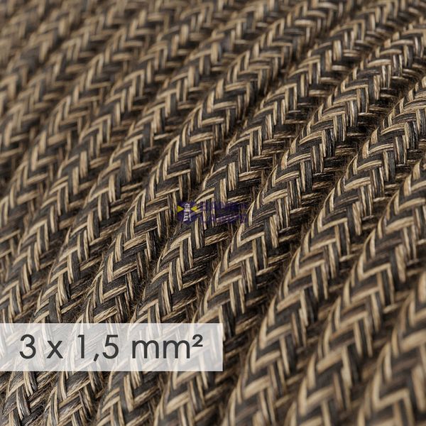 Large section electric cable 3x1,50 round - covered by Natural Brown Linen RN04 image 2