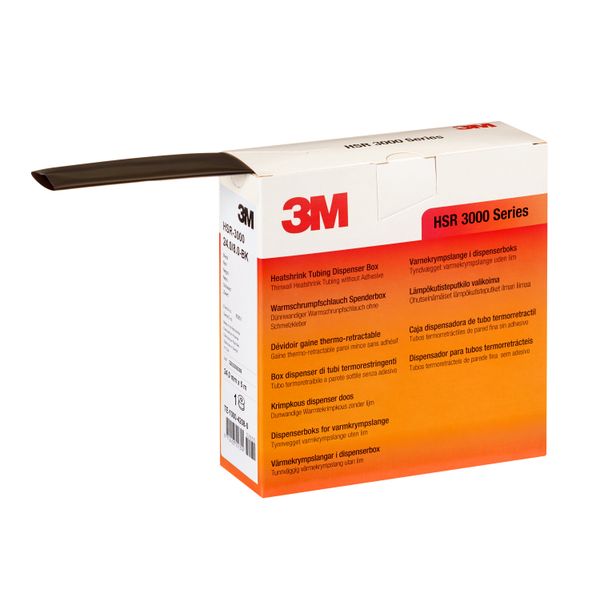 3M™ HSR-3000 Heat Shrink Tubing, Polyolefin, Black, 1.5/0.5 mm, 12 m R image 1