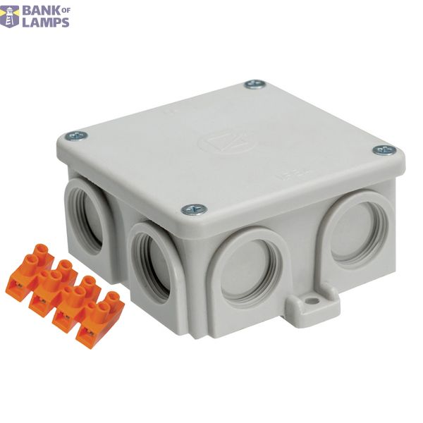 K76, bakelite junction box, colour-grey, with terminal 4x6mm², IP54, 500V, 7 entrances image 1