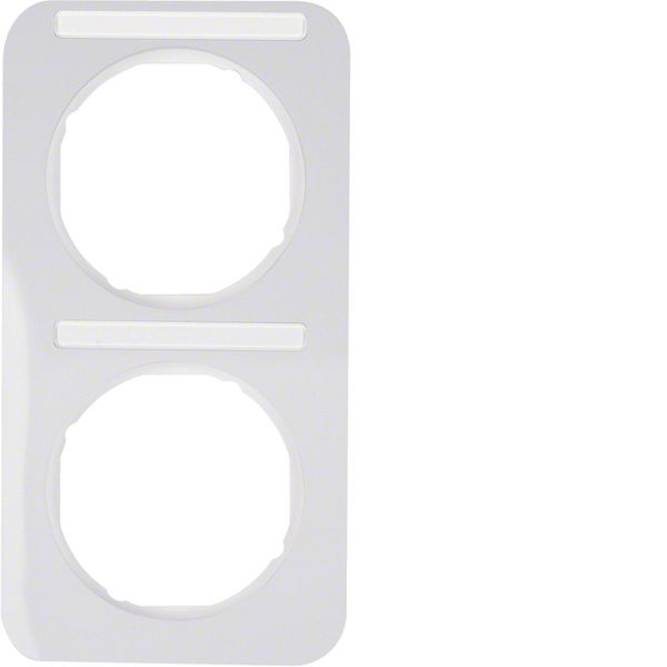 Frame 2gang vert., lab. field, R.1, p. white glossy image 1