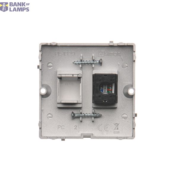 Double socket with earthing and shutters, Inox, metallized, 16A image 1
