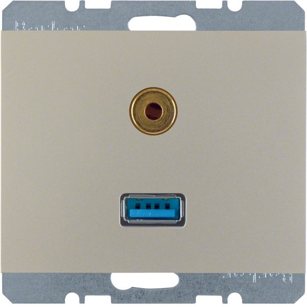 USB/3.5 mm audio soc. out., K.5, stainless steel matt, lacq. image 1