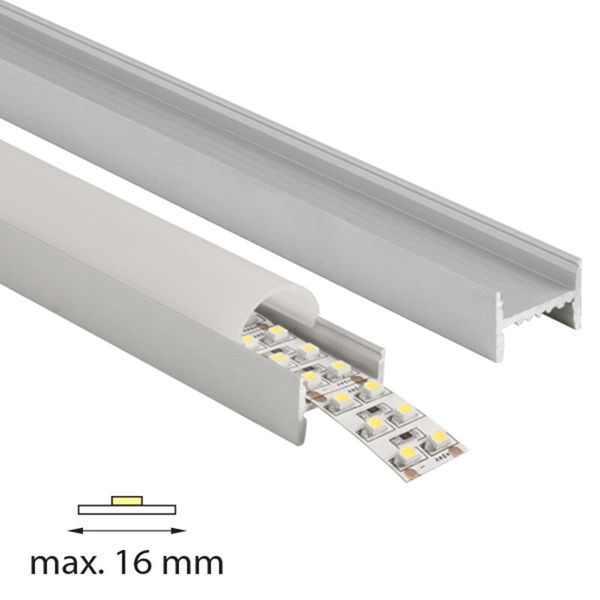 Attached PD aluminum profile with hidden clips, matte diffuser, complete, 2 m image 1