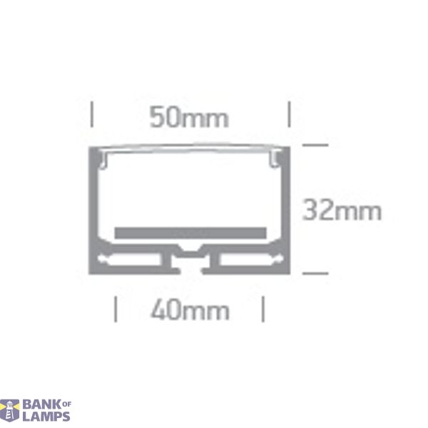 SURFACE PROFILE 2m FOR 40mm STRIPS + PC OPAL DIFF image 2