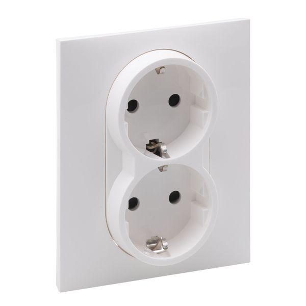2X2P+E SOCKET SCHUKO STANDARD AUTO TERMINALS SHUTTERED WHITE image 1