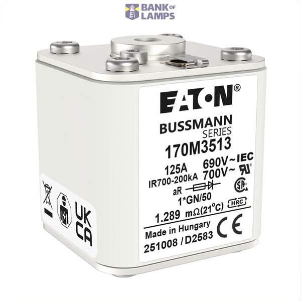 High speed square body fuse, 125 A, AC 690 V, compact size 1, 45 x 59  image 12