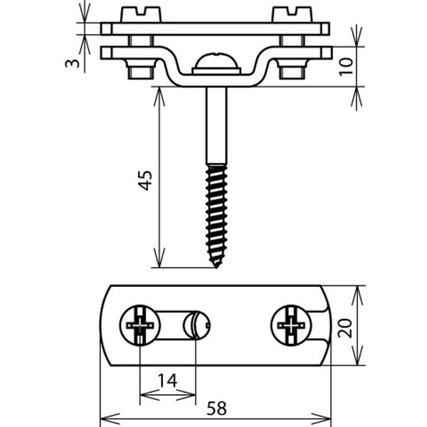 Strip holder for Fl 30mm St/tZn with wood screw 5x50mm image 2