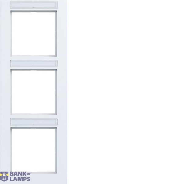 Cover frame 3-way vertical, text field, A.1, light white matte image 1