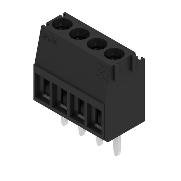Printed circuit board terminals, 3.50 mm, Number of poles: 4, 90°, Solder pin length (l): 4.5 mm, tinned, black, Clamping yoke connection, Clamping range, max. : 2.08 mm², Box image 2