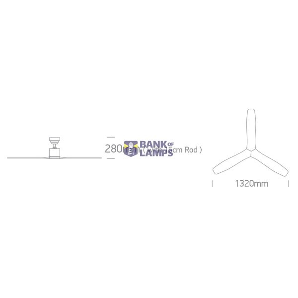 WHITE ABS ROD FAN 30W IP20 230V image 3