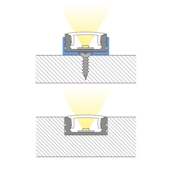 Attached aluminum profile PH, 17x8 mm, clear diffuser, complete, 2 m image 1