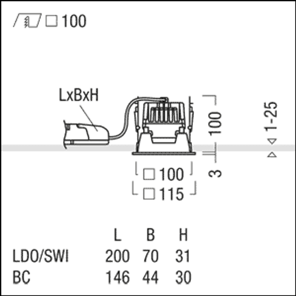PANOS EVO Q100L 9W 830 SWI AL WH - LED ceiling-recessed luminaire image 2