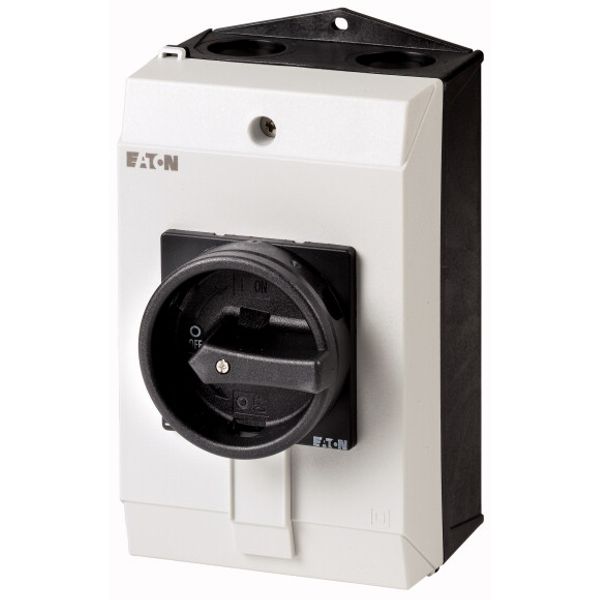 P1-32/I2/SVB-SW Main switch, P1, 32 A, surface mounting, 3 pole, STOP function, With black rotary handle and locking ring, Lockable in the 0 (Off) position image 1
