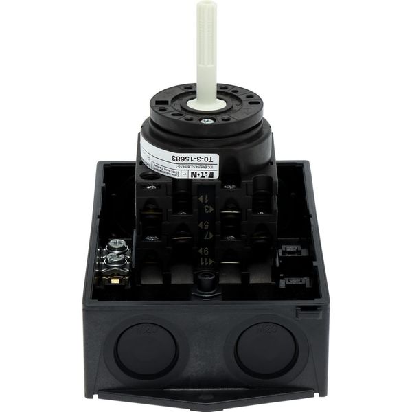 T0-3-15683/I1/SVB-SW Main switch, T0, 20 A, surface mounting, 3 contact unit(s), 3 pole, 2 N/O, 1 N/C, STOP function, With black rotary handle and locking ring, Lockable i image 39