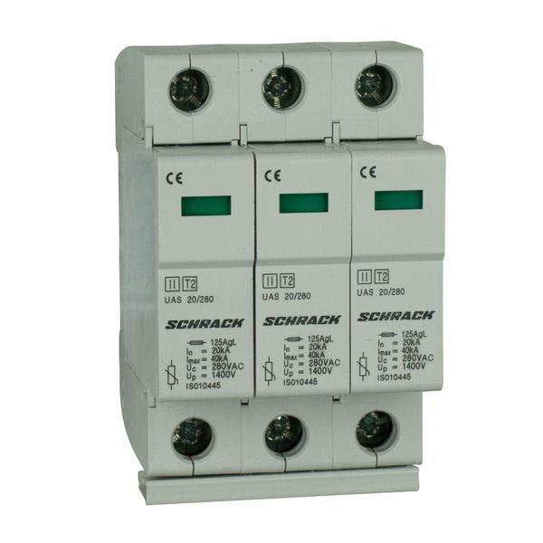 T2/C-Surge arrester complete, 3p, 3x20kA/280V - Series UAS image 1