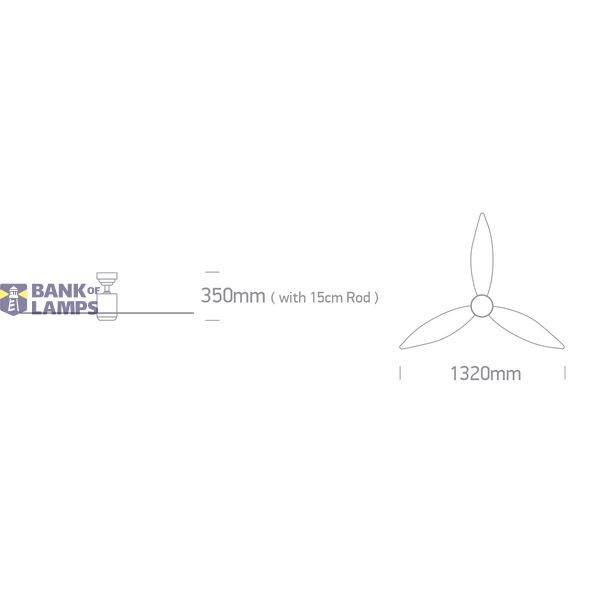 BLACK ABS ROD FAN 40W LED 22W CCTV IP20 230V image 2