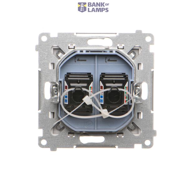 Cover for double socket with earthing - for Nature frames, Gold matt, metalic image 1