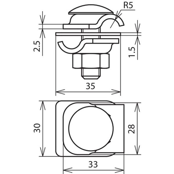 MMV clamp Cu-St/tZn  f. Rd 6-8mm with truss head screw and nut image 2