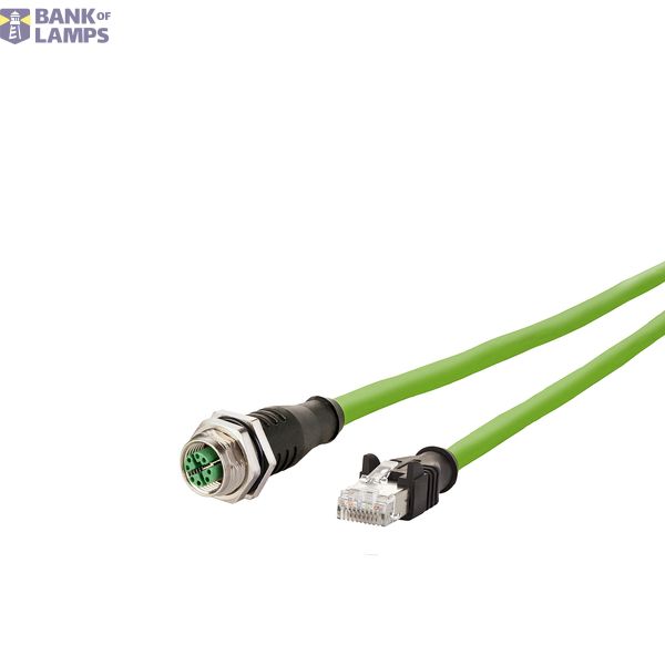 M12 Industrial Ethernet cable, X-coded, 2.0 m, M12 jack straight - RJ4 image 1