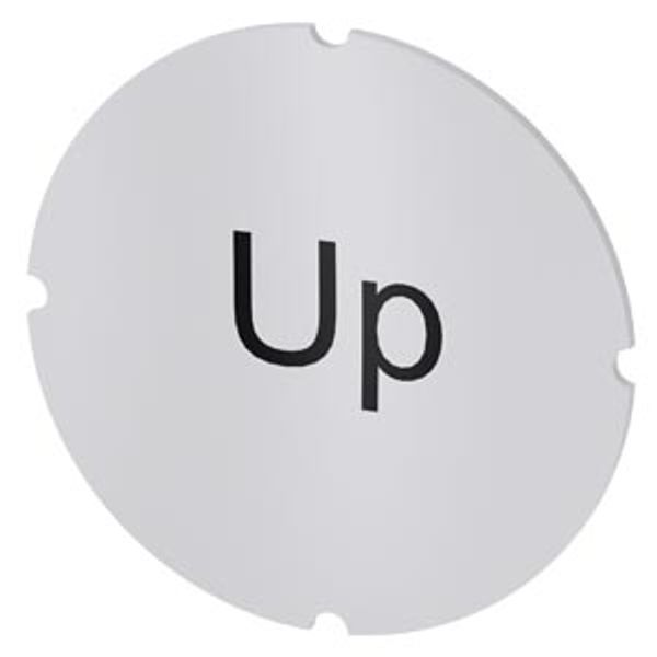 Inscription plate for illuminated pushbutton, round, milky, labeling: Up image 1