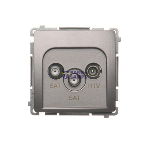 SAT-SAT-RTV double aerial socket, atten.: 1dB, Inox, metallized image 1