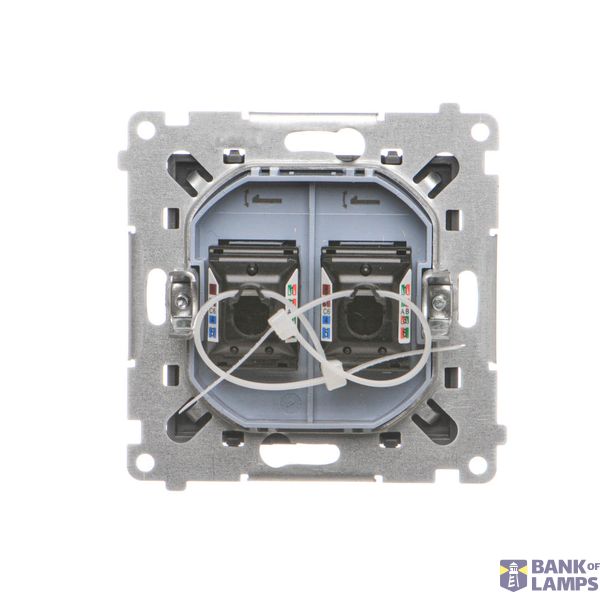 Cover for double socket with earthing - for Nature frames, Silver matt, metalic image 1