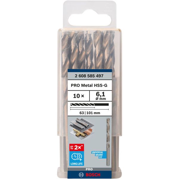Metal drill bits HSS-G, DIN 338 6,1 x 63 x 101 mm 10 pcs. image 1