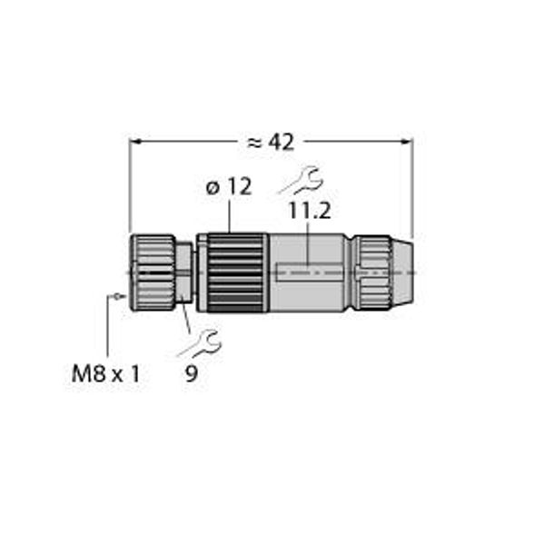 Field-Wireable Connector Female Connector M8 × 1/Ø 8 mm, Straight   HA5141-0 image 2