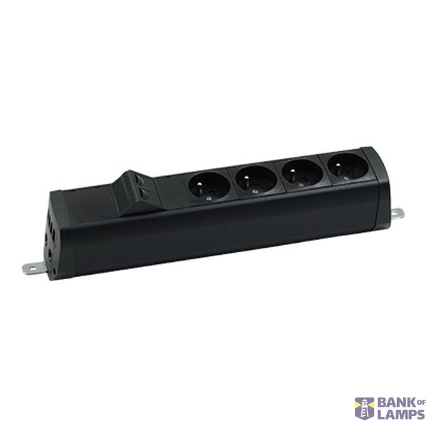 Expanded power strip set: 4x250V type E + 2xRJ45 plate with Keystone mounting., screw; black image 1