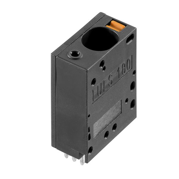 Printed circuit board terminals, 10.00 mm, Number of poles: 1, 180°, Solder pin length (l): 5 mm, black, PUSH IN with actuator, Clamping range, max. : 16 mm², Box image 1