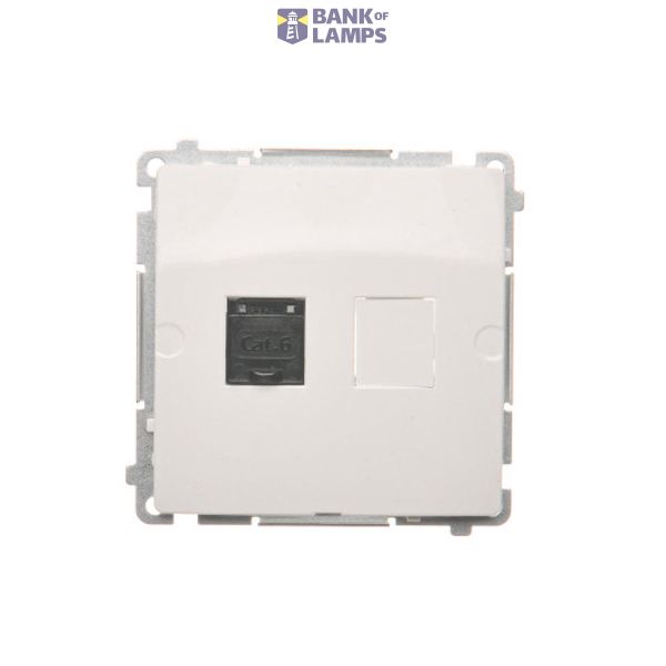 Single computer socket RJ45 category 6 with anti-dust cover, (module), white image 1