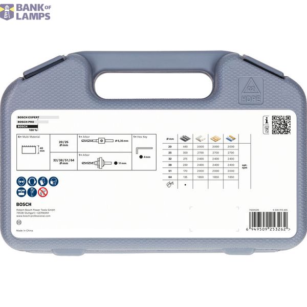 9-piece HSS bi-metal holesaw set for electricians 20 - 64 mm image 1
