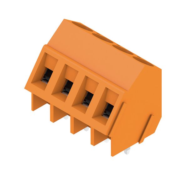 Printed circuit board terminals, 5.00 mm, Number of poles: 4, 135°, Solder pin length (l): 3.5 mm, tinned, orange, Clamping yoke connection, Clamping range, max. : 2.5 mm², Box image 2