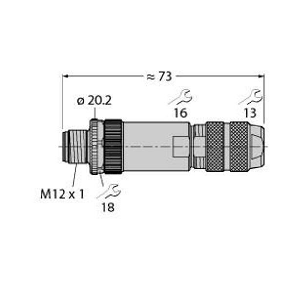 Field-Wireable Connector Male Connector M12 × 1, Straight   FW-M12ST5D-G-SB-ME-SH-8 image 2