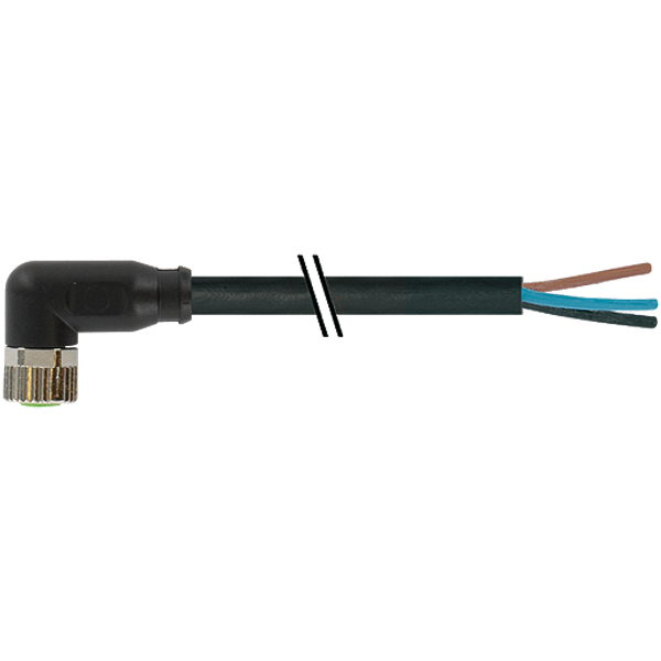 M8 female 90° A-cod. with cable PUR 3x0.34 bk UL/ CSA+drag 7.5m image 1