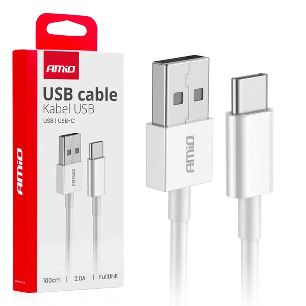USB to USB-C cable 2A 100cm FullLINK AMIO-03893 image 1