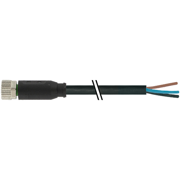 M8 female 0° A-cod. with cable PVC 3x0.25 bk UL/CSA 40.0m image 1