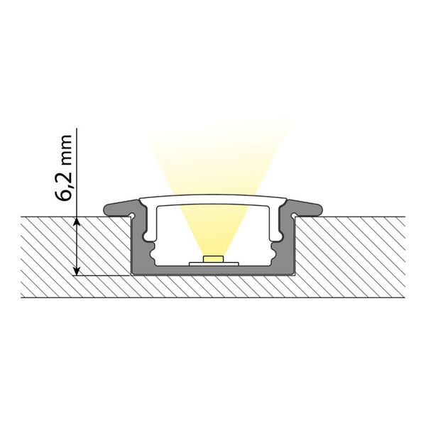 Built-in aluminum profile VO, 23x8 mm, including White diffuser, 3 m image 1