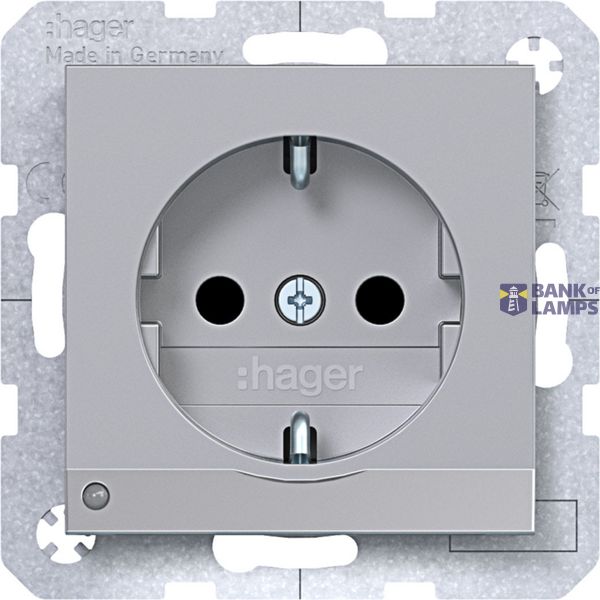 SCHUKO wall socket, orient. LED, screw lift terminals, A.x/C.x, titanium image 1