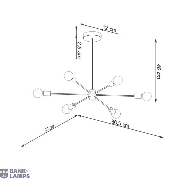 LANGO 6 BLACK CHANDELIER E27 6X60W IP20 image 4
