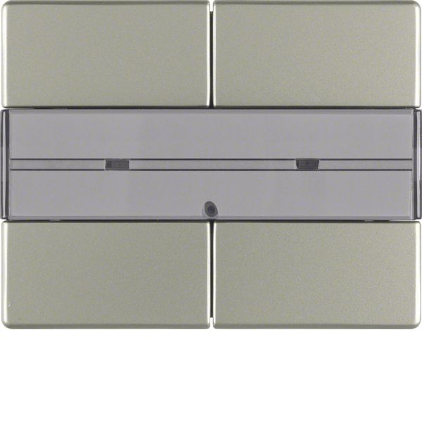 Arsys Push Button, 2-gang, with Labelling Field Stainless Steel Lacque image 1