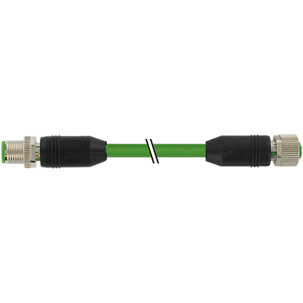 M12 male 0° / M12 female 0° D-cod. shielded PUR 1x4xAWG22 shielded gn  image 1