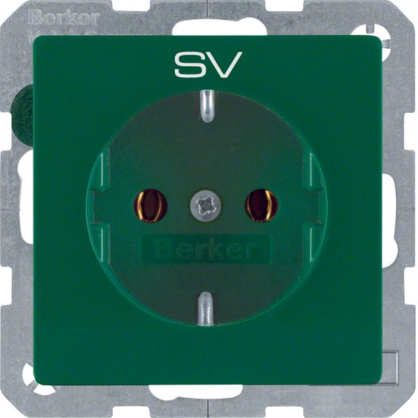 SCHUKO soc. out. "SV" imprint, Q.1/Q.3, green velvety image 1