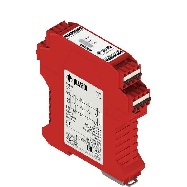 Safety module for bimanual controls, according EN ISO 13851 type III C, 3NO+1NC image 1